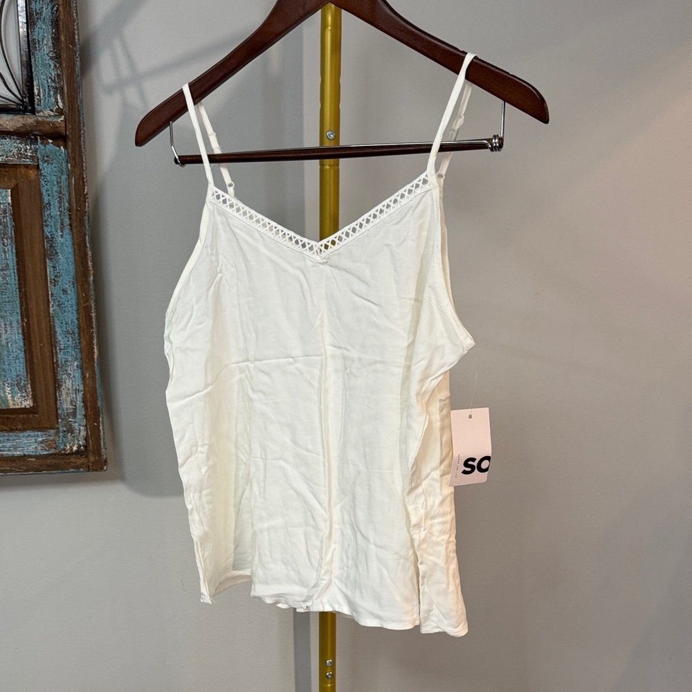SO Women's Cream Camisole with Crochet Detail NEW M